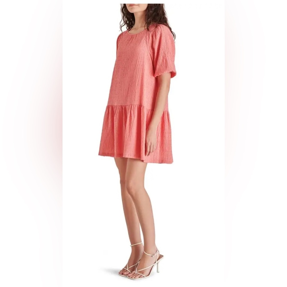 Steve Madden peach romance Abrah puff sleeve smock tiered babydoll dress size XS